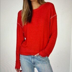 NWT Dylan Brushed Waffle Blanket Stitch Sweatshirt